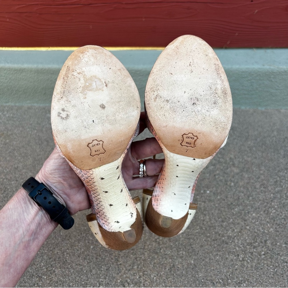 $695~ALEXANDRE BIRMAN~Snakeskin Python T-Strap Pe… - image 13